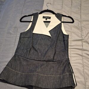 Derek Lam Dark Denim and Cream Top